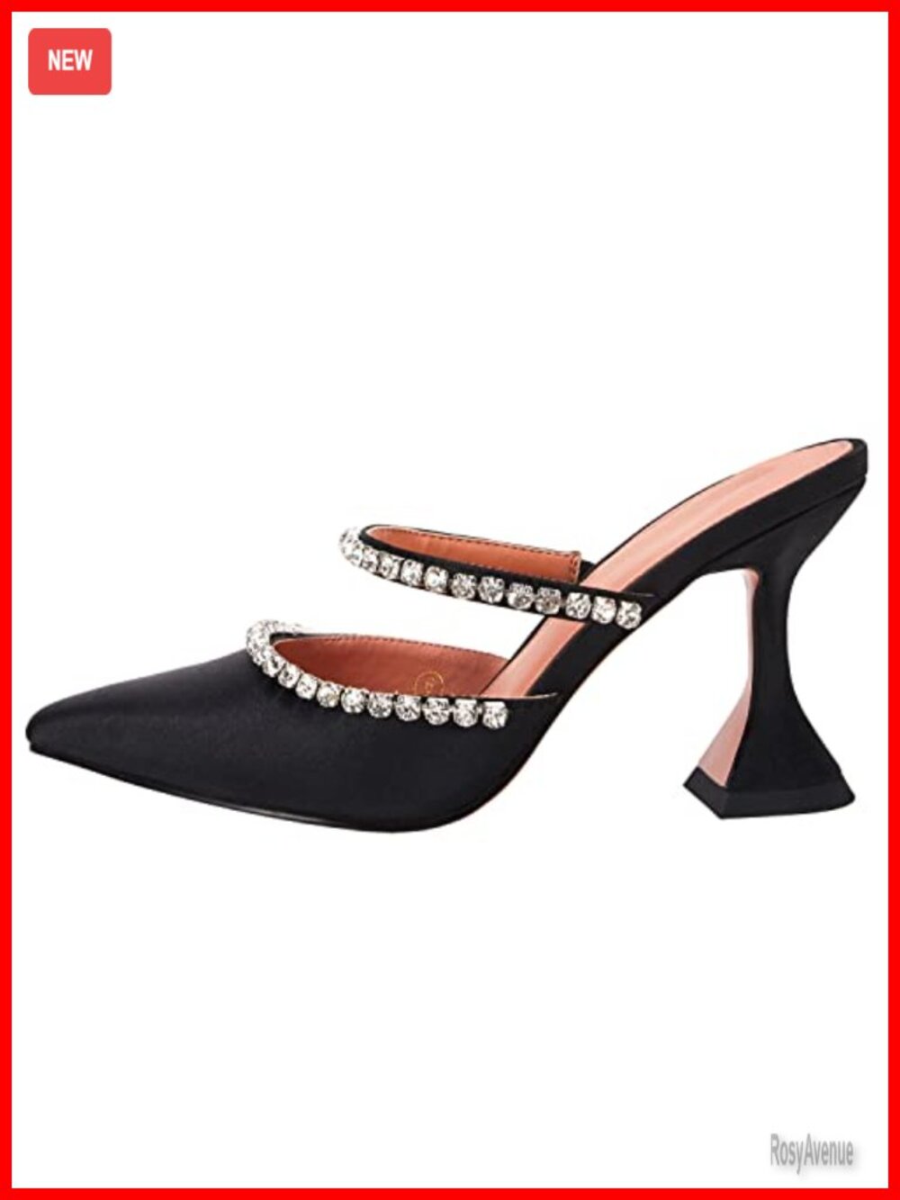 Pointed Toe Strappy Heeled Mules Crystal Satin Wedding Party Heels